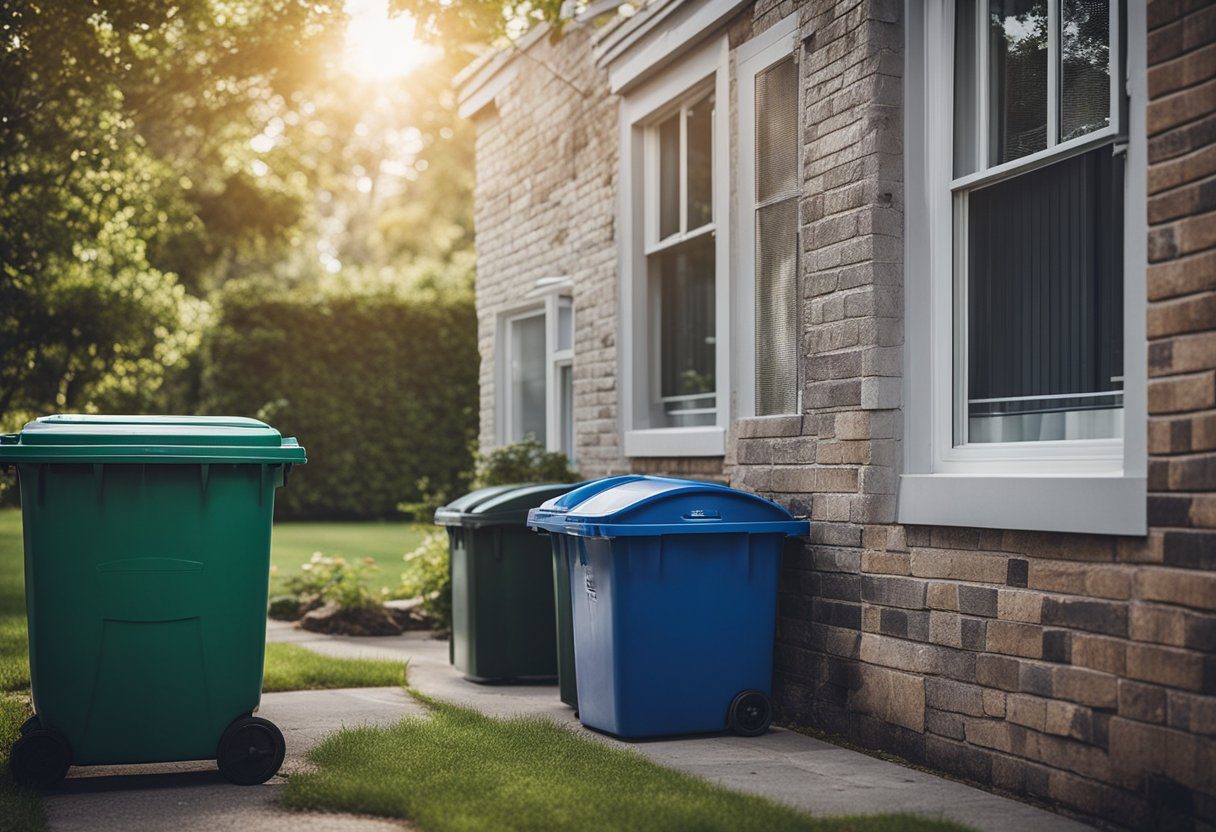 A home with sealed cracks, mesh screens on windows, and covered garbage bins to prevent wasps from entering