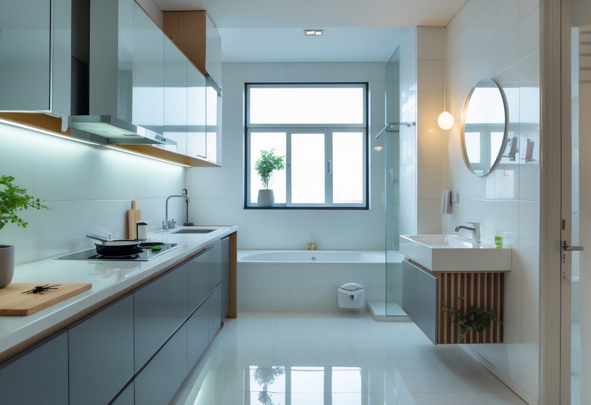 Et rent og ryddig kjøkken og bad som viser tiltak for å forebygge og bekjempe skjeggkre.