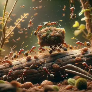 maur tar med åte tilbake til reir
