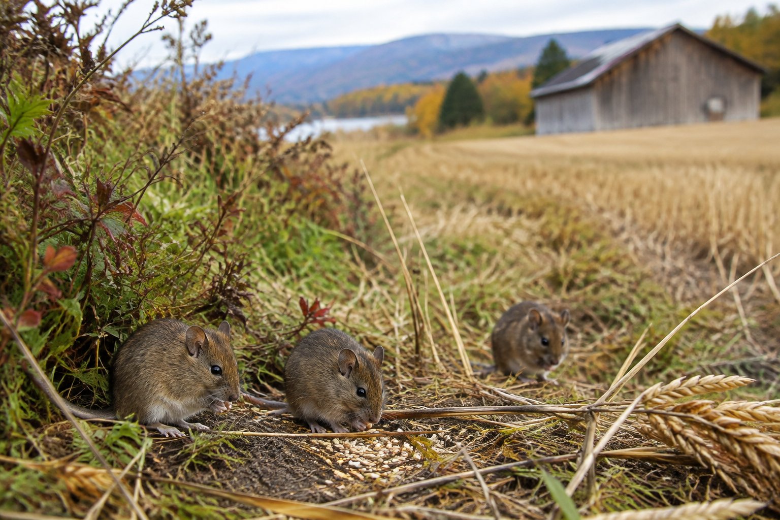Mus finner mat ute i naturen
